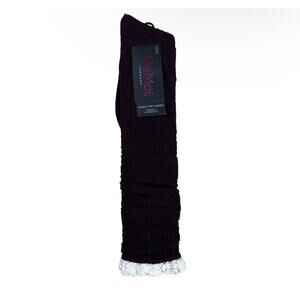 MeMoi Socks Womens One Size Purple Over The Knee Knitted Lace Trim Knee Highs